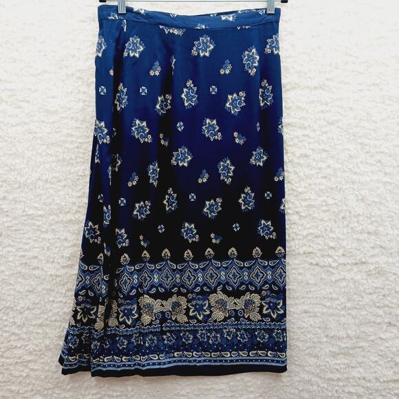 Skirt Maxi ID Distinctions Navy Boho Romantic Bloomcore Coastal Grandma Size 14 - Picture 2 of 11